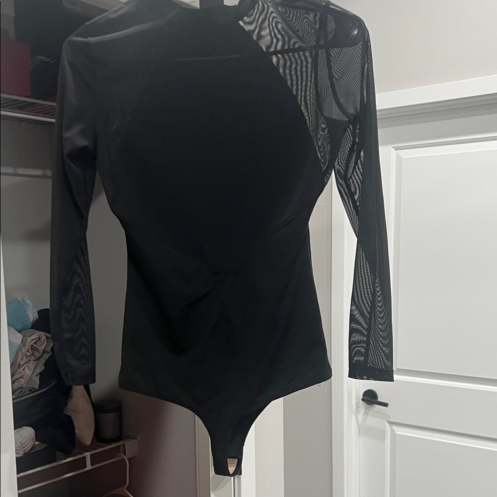Black Sheer Long Sleeve Bodysuit - Picture 2 of 3